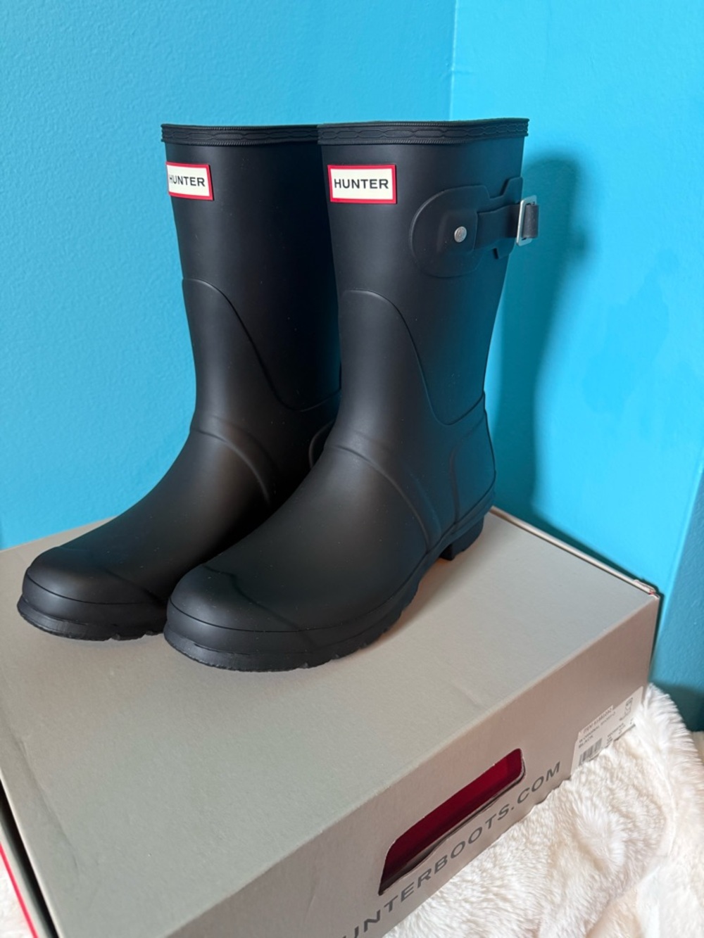 New Hunter Black Short Matte Rain Boots
